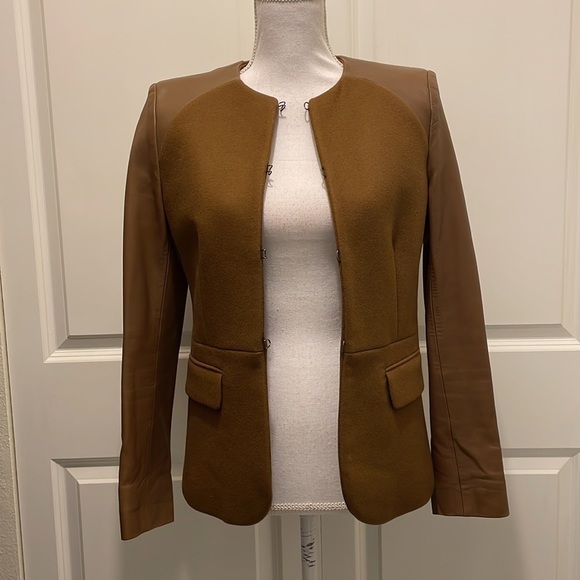 Neil Barrett Camel Brown Leather & Wool-blend Blazer - Picture 8 of 16